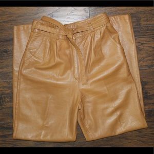 Vera Pelle Caramel Leather Pants